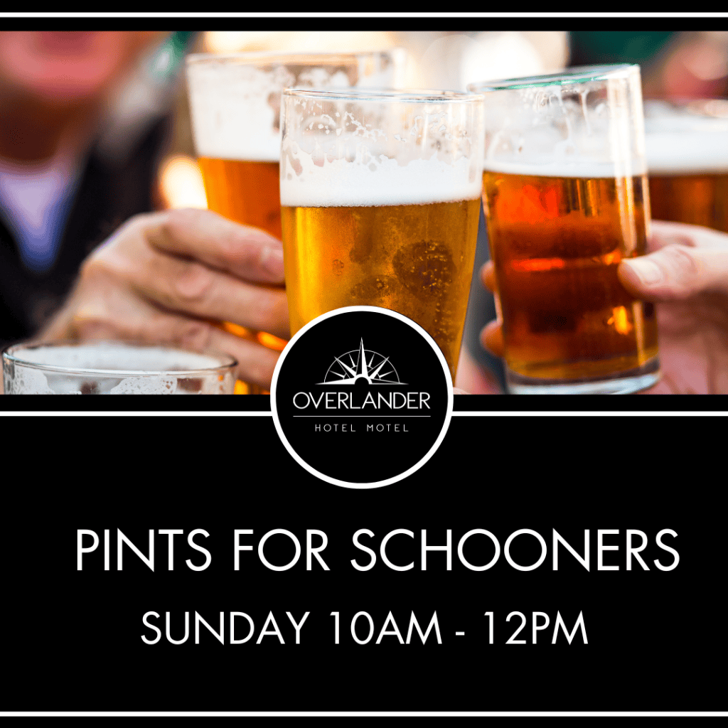 Pub Advertisment for our Pints for Schooners event on Sundays 10am - 12pm